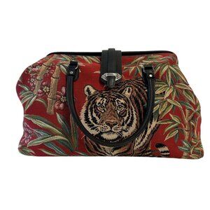 Raviani Tapestry Tiger & Bamboo Pattern Large Handbag Purse Dual Handles